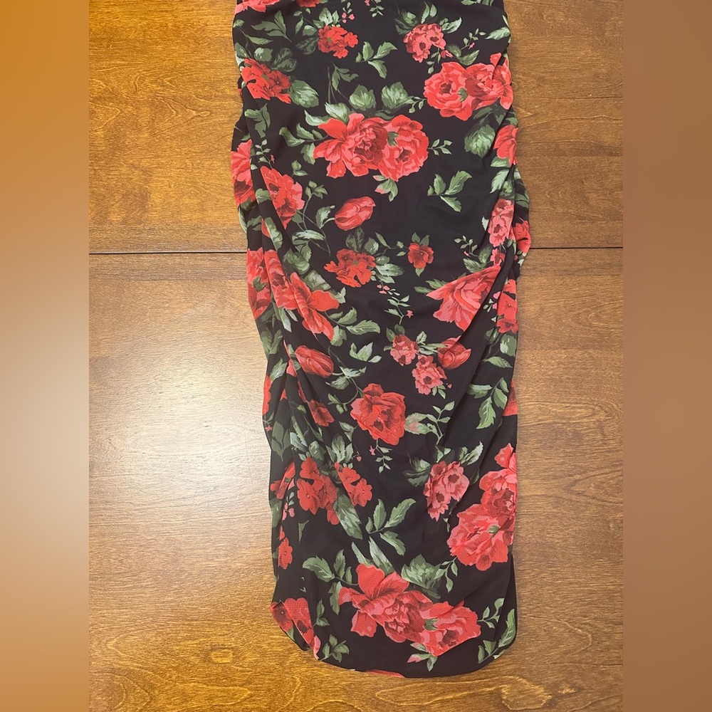 Love By Design Black and Red Floral Midi Dress - Picture 3 of 8
